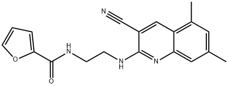 2-Furancarboxamide,N-[2-[(3-cyano-5,7-dimethyl-2-quinolinyl)amino]ethyl]-(9CI) 结构式