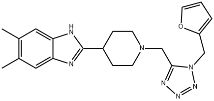 1H-Benzimidazole,2-[1-[[1-(2-furanylmethyl)-1H-tetrazol-5-yl]methyl]-4-piperidinyl]-5,6-dimethyl-(9CI) 结构式