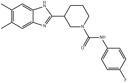 1-Piperidinecarboxamide,3-(5,6-dimethyl-1H-benzimidazol-2-yl)-N-(4-fluorophenyl)-(9CI) 结构式
