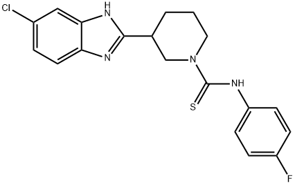 1-Piperidinecarbothioamide,3-(5-chloro-1H-benzimidazol-2-yl)-N-(4-fluorophenyl)-(9CI) 结构式