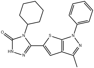 3H-1,2,4-Triazol-3-one,4-cyclohexyl-2,4-dihydro-5-(3-methyl-1-phenyl-1H-thieno[2,3-c]pyrazol-5-yl)-(9CI) 结构式