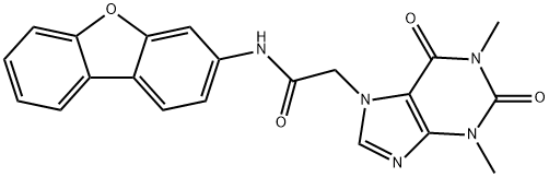 7H-Purine-7-acetamide,N-dibenzofuran-3-yl-1,2,3,6-tetrahydro-1,3-dimethyl-2,6-dioxo-(9CI) 结构式