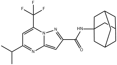 Pyrazolo[1,5-a]pyrimidine-2-carboxamide, 5-(1-methylethyl)-N-tricyclo[3.3.1.13,7]dec-1-yl-7-(trifluoromethyl)- (9CI) 结构式