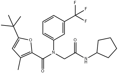 2-Furancarboxamide,N-[2-(cyclopentylamino)-2-oxoethyl]-5-(1,1-dimethylethyl)-3-methyl-N-[3-(trifluoromethyl)phenyl]-(9CI) 结构式