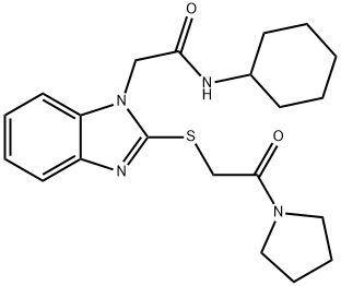 1H-Benzimidazole-1-acetamide,N-cyclohexyl-2-[[2-oxo-2-(1-pyrrolidinyl)ethyl]thio]-(9CI) 结构式