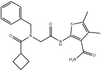 3-Thiophenecarboxamide,2-[[[(cyclobutylcarbonyl)(phenylmethyl)amino]acetyl]amino]-4,5-dimethyl-(9CI) 结构式