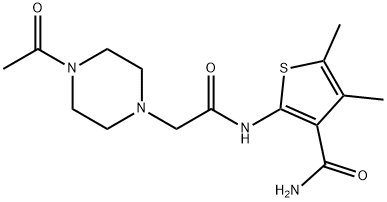 1-Piperazineacetamide,4-acetyl-N-[3-(aminocarbonyl)-4,5-dimethyl-2-thienyl]-(9CI) 结构式