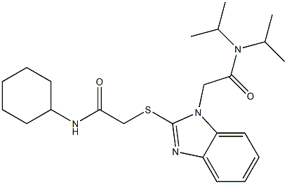 1H-Benzimidazole-1-acetamide,2-[[2-(cyclohexylamino)-2-oxoethyl]thio]-N,N-bis(1-methylethyl)-(9CI) 结构式