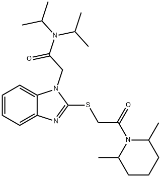 1H-Benzimidazole-1-acetamide,2-[[2-(2,6-dimethyl-1-piperidinyl)-2-oxoethyl]thio]-N,N-bis(1-methylethyl)-(9CI) 结构式