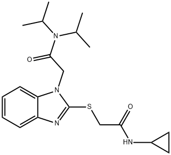 1H-Benzimidazole-1-acetamide,2-[[2-(cyclopropylamino)-2-oxoethyl]thio]-N,N-bis(1-methylethyl)-(9CI) 结构式