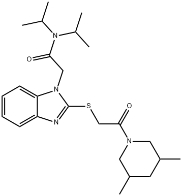 1H-Benzimidazole-1-acetamide,2-[[2-(3,5-dimethyl-1-piperidinyl)-2-oxoethyl]thio]-N,N-bis(1-methylethyl)-(9CI) 结构式