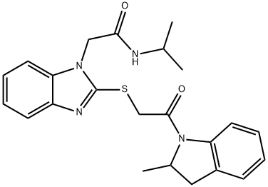1H-Benzimidazole-1-acetamide,2-[[2-(2,3-dihydro-2-methyl-1H-indol-1-yl)-2-oxoethyl]thio]-N-(1-methylethyl)-(9CI) 结构式