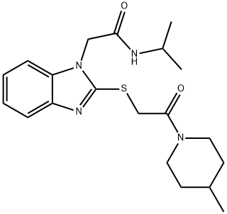 1H-Benzimidazole-1-acetamide,N-(1-methylethyl)-2-[[2-(4-methyl-1-piperidinyl)-2-oxoethyl]thio]-(9CI) 结构式