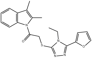 1H-Indole,1-[[[4-ethyl-5-(2-furanyl)-4H-1,2,4-triazol-3-yl]thio]acetyl]-2,3-dimethyl-(9CI) 结构式