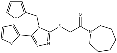 1H-Azepine,1-[[[5-(2-furanyl)-4-(2-furanylmethyl)-4H-1,2,4-triazol-3-yl]thio]acetyl]hexahydro-(9CI) 结构式