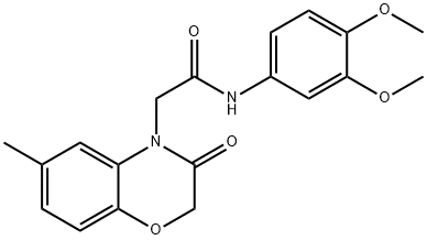 4H-1,4-Benzoxazine-4-acetamide,N-(3,4-dimethoxyphenyl)-2,3-dihydro-6-methyl-3-oxo-(9CI) 结构式