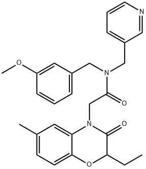 4H-1,4-Benzoxazine-4-acetamide,2-ethyl-2,3-dihydro-N-[(3-methoxyphenyl)methyl]-6-methyl-3-oxo-N-(3-pyridinylmethyl)-(9CI) 结构式
