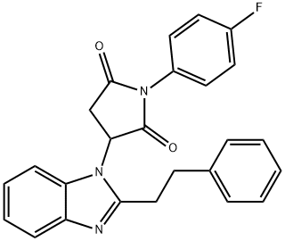 2,5-Pyrrolidinedione,1-(4-fluorophenyl)-3-[2-(2-phenylethyl)-1H-benzimidazol-1-yl]-(9CI) 结构式