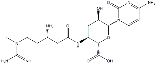 4-[[(S)-3-Amino-5-(1-methylguanidino)-1-oxopentyl]amino]-1-(4-amino-2-oxo-1(2H)-pyrimidinyl)-1,3,4-trideoxy-β-D-ribo-hexopyranuronic acid 结构式