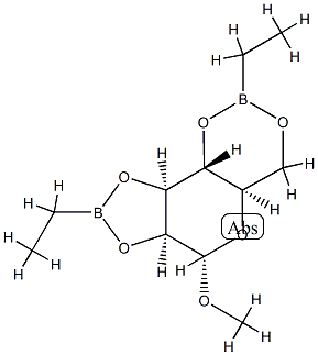 Methyl 2-O,3-O:4-O,6-O-bis(ethylboranediyl)-α-D-mannopyranoside 结构式