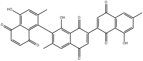 1',4,8''-Trihydroxy-2,3',6''-trimethyl-1,2':7',2''-ternaphthalene-1'',4'',5,5',8,8'-hexone 结构式