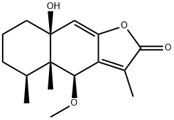(4S)-4a,5,6,7,8,8a-Hexahydro-8aβ-hydroxy-4β-methoxy-3,4aβ,5β-trimethylnaphtho[2,3-b]furan-2(4H)-one 结构式