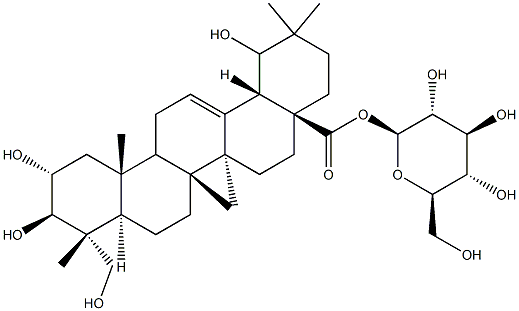 2α,3β,19α,23-Tetrahydroxyolean-12-en-28-oic acid β-D-glucopyranosyl ester 结构式