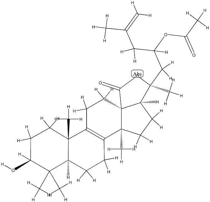23ξ-Acetoxy-3β,20-dihydroxy-5α-lanosta-8,25-dien-18-oic acid 18,20-lactone 结构式