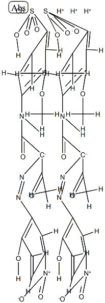 trihydrogen bis[4-[[2-[(2-hydroxy-5-nitrophenyl)azo]-1,3-dioxobutyl]amino]-5-methoxy-2-methylbenzenesulphonato(3-)]cobaltate(3-) 结构式