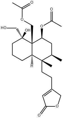 4-[2-[(1S,8aβ)-4α-Acetoxy-4aα-(acetoxymethyl)decahydro-5α-hydroxy-5-hydroxymethyl-1,2α-dimethylnaphthalen-1β-yl]ethyl]furan-2(5H)-one 结构式