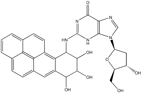 7,8-dihydroxy-9,10-epoxide-7,8,9,10-tetrahydrobenzo(a)pyrene-10-deoxyguanosine 结构式