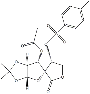 (3R,3a'R,4R,6'S,6a'S)-6'-Acetyloxy-2',2'-dimethyl-4-[[(4-methylphenyl)sulfonyl]oxy]tetrahydrospiro[furan-3(2H),5'(3'aH)-furo[2,3-d][1,3]dioxol]-2-one 结构式