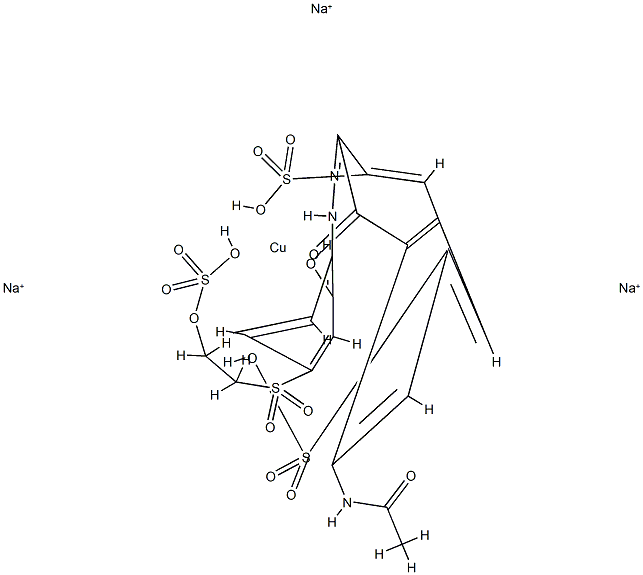 [5-(乙酰基氨基)-4-羟基-3-[[2-羟基-4-[[2-(磺酰氧基)乙基]磺酰基]苯基]偶氮]-2,7-萘二磺酸根合]铜酸三钠 结构式