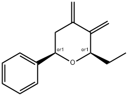 2H-Pyran,2-ethyltetrahydro-3,4-bis(methylene)-6-phenyl-,(2R,6R)-rel-(9CI) 结构式