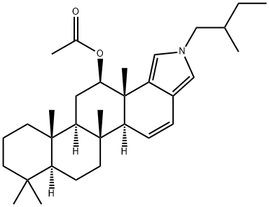 4,4,8-Trimethyl-1'-(2-methylbutyl)-1'H-D-homo-5α-androstano[17,17a-c]pyrrol-15-en-12β-ol acetate 结构式