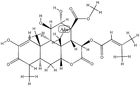 (4ξ)-13,20-Epoxy-2,11β,12α-trihydroxy-15β-[(3-methyl-1-oxo-2-butenyl)oxy]-3,16-dioxopicras-1-en-21-oic acid methyl ester 结构式