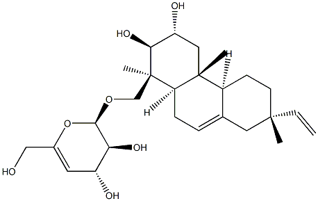 (2R)-2-[[(1S)-7α-Ethenyl-1,2,3,4,4a,4bα,5,6,7,8,10,10aα-dodecahydro-2β,3α-dihydroxy-1,4aβ,7-trimethylphenanthren-1β-yl]methyloxy]-3,4-dihydro-6-(hydroxymethyl)-2H-pyran-3β,4α-diol 结构式