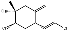 (1R)-1β,2β-Dichloro-4β-[(E)-2-chlorovinyl]-1-methyl-5-methylenecyclohexane 结构式