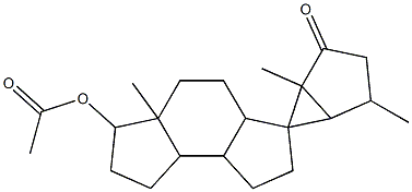 1',3'a,4',5',5'a,6',7',8',8'a,8'b-Decahydro-6'-hydroxy-1,4,5'a-trimethylspiro[bicyclo[3.1.0]hexane-6,3'(2'H)-as-indacen]-2-one 6'-acetate 结构式