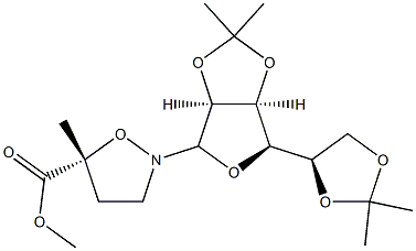 (5R)-2-(2-O,3-O:5-O,6-O-Diisopropylidene-α-D-mannofuranosyl)-5-methyl-5-isoxazolidinecarboxylic acid methyl ester 结构式