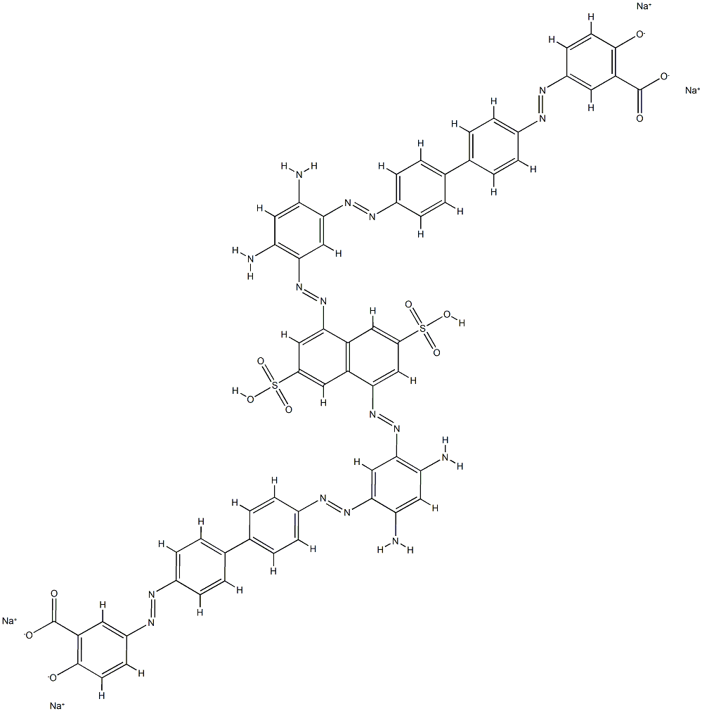 5,5'-[[3,7-Bis(sodiosulfo)naphthalene-1,5-diyl]bis[azo(4,6-diamino-3,1-phenylene)azo[1,1'-biphenyl]-4',4-diylazo]]bis[2-hydroxybenzoic acid sodium] salt 结构式