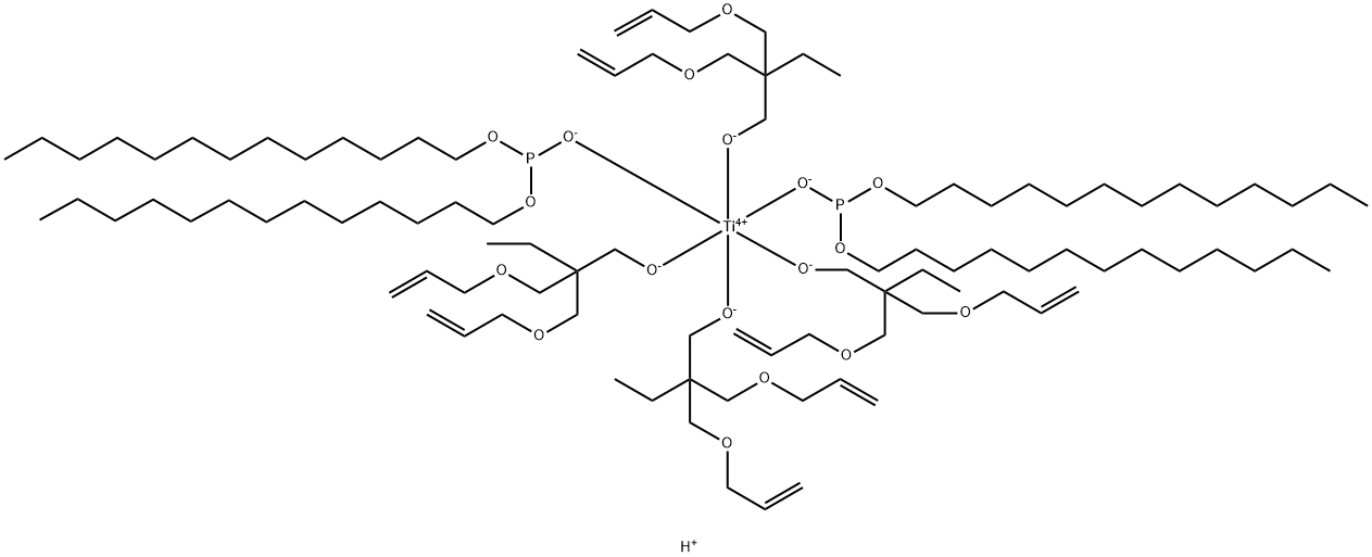 四(2,2-二烯丙基氧甲基-1-丁氧基)钛二(双十三烷基)亚磷酸酯 结构式