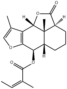 (Z)-2-Methyl-2-butenoic acid [(2aS)-2a,3,4,5,5aβ,6,9bβ,9c-octahydro-9,9cβ-dimethyl-2-oxo-2H-naphtho[1,8-bc:3,2-b']difuran-6β-yl] ester 结构式