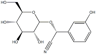 (S)-α-(β-D-Glucopyranosyloxy)-3-hydroxybenzeneacetonitrile 结构式