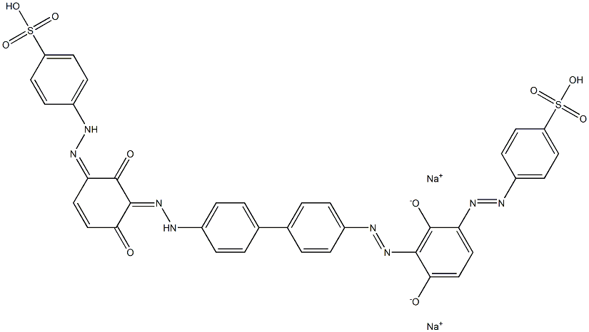 4,4'-[[1,1'-Biphenyl]-4,4'-diylbis[azo(2,4-dihydroxy-3,1-phenylene)azo]]bis[benzenesulfonic acid sodium] salt 结构式