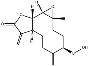(1aR,4R,7aS,10aS,10bR)-2,3,4,5,6,7,7a,8,10a,10b-Decahydro-4-hydroperoxy-1a-methyl-5,8-bis(methylene)oxireno[9,10]cyclodeca[1,2-b]furan-9(1aH)-one 结构式