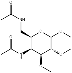Methyl 4,6-bis(acetylamino)-4,6-dideoxy-2-O,3-O-dimethyl-α-D-galactopyranoside 结构式