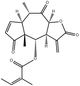 (Z)-2-Methyl-2-butenoic acid [(3aS)-2,3,3a,4,4a,5,7aα,8,9,9aα-decahydro-4aβ,8α-dimethyl-3-methylene-2,5,9-trioxoazuleno[6,5-b]furan-4α-yl] ester 结构式