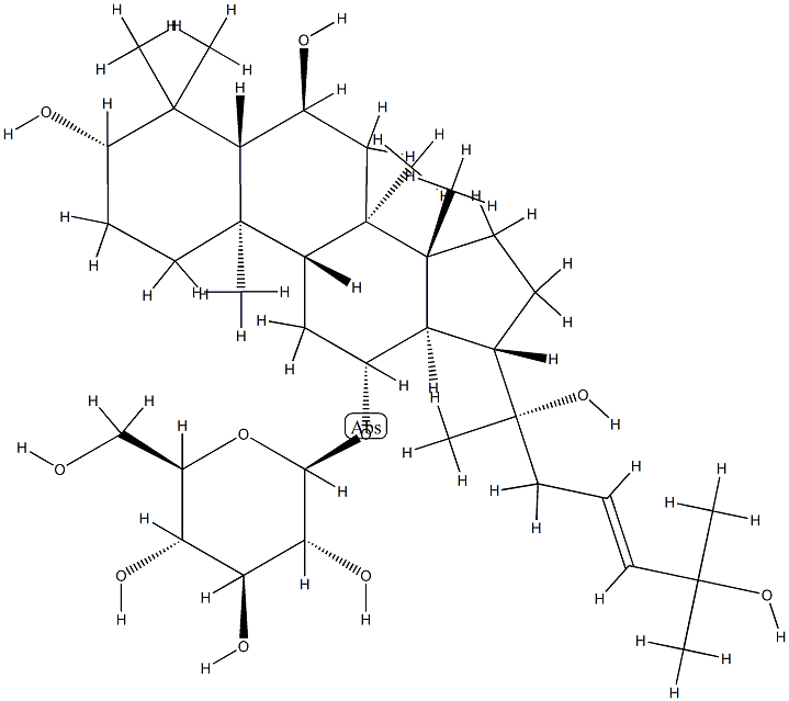 [(23E)-3β,6α,20,25-Tetrahydroxy-5α-dammar-23-en-12β-yl]β-D-glucopyranoside 结构式