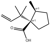 Cyclopentanecarboxylic acid, 1-(1,1-dimethyl-2-propenyl)-2-methyl-, (1R,2S)-rel- (9CI) 结构式